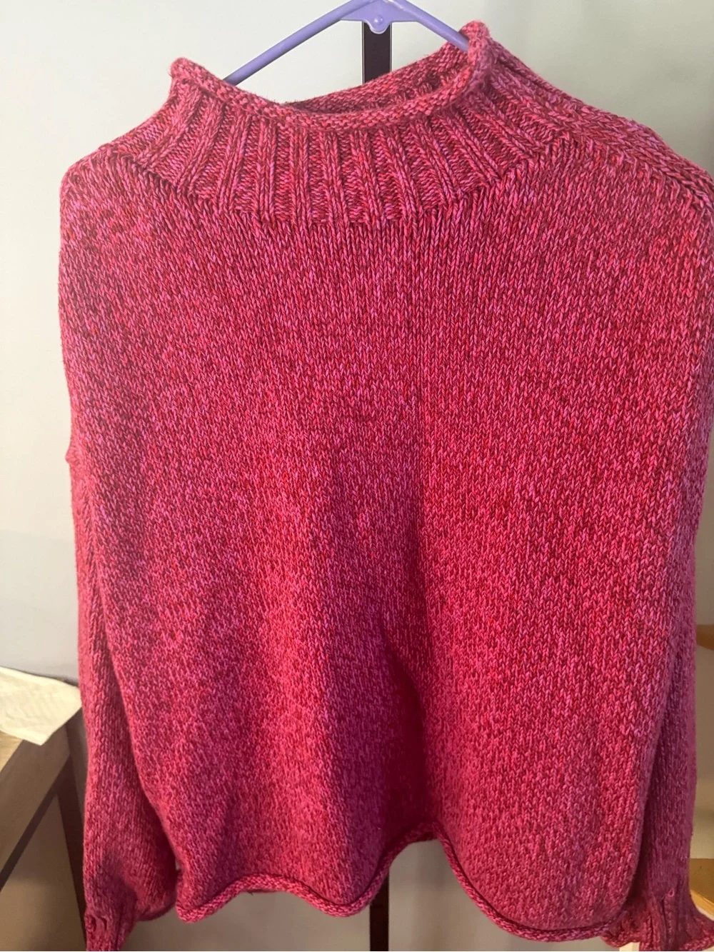 J. Crew Heathered Raspberry Mock Neck Sweater